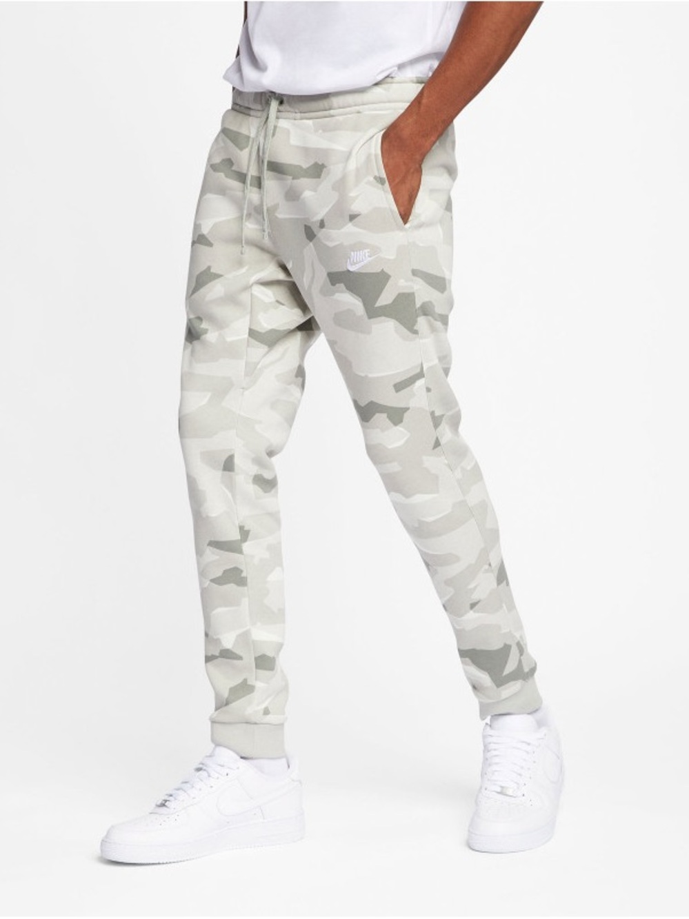 Nike Club Camo Joggers Mens Green Cream Size L